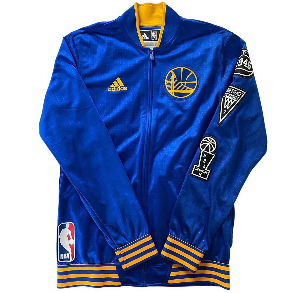NBA‎ Golden State Warriors Adidas On Court Jacket Warmup 2015 Blue Men Med